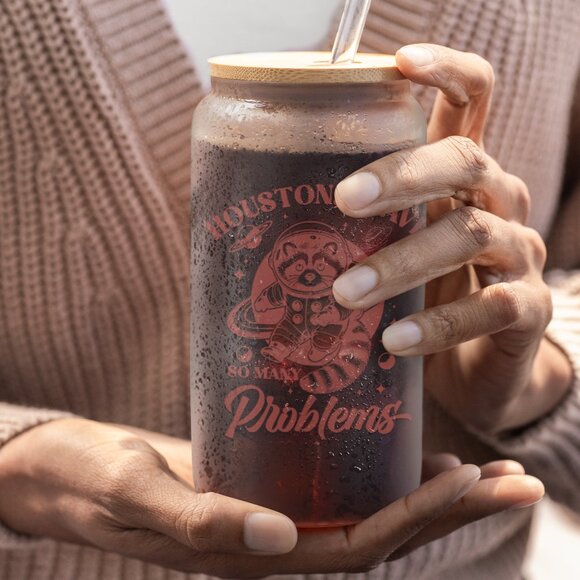 Houston I Have So Many Problems Raccoon Astronaut Tumbler,Funny Space Lover Gift - Picture 7 of 7